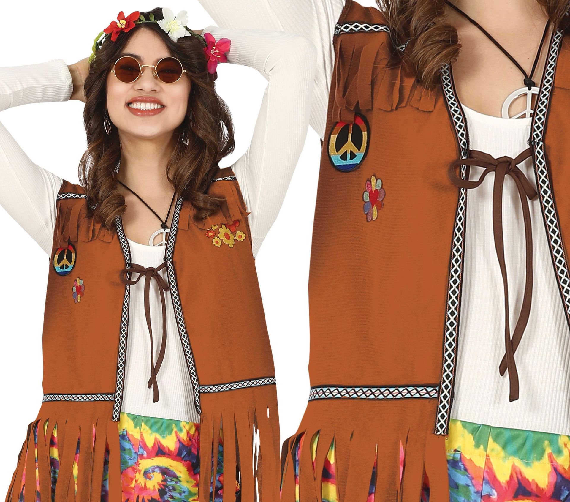 Vintage Hippie Vest Bruin Dames