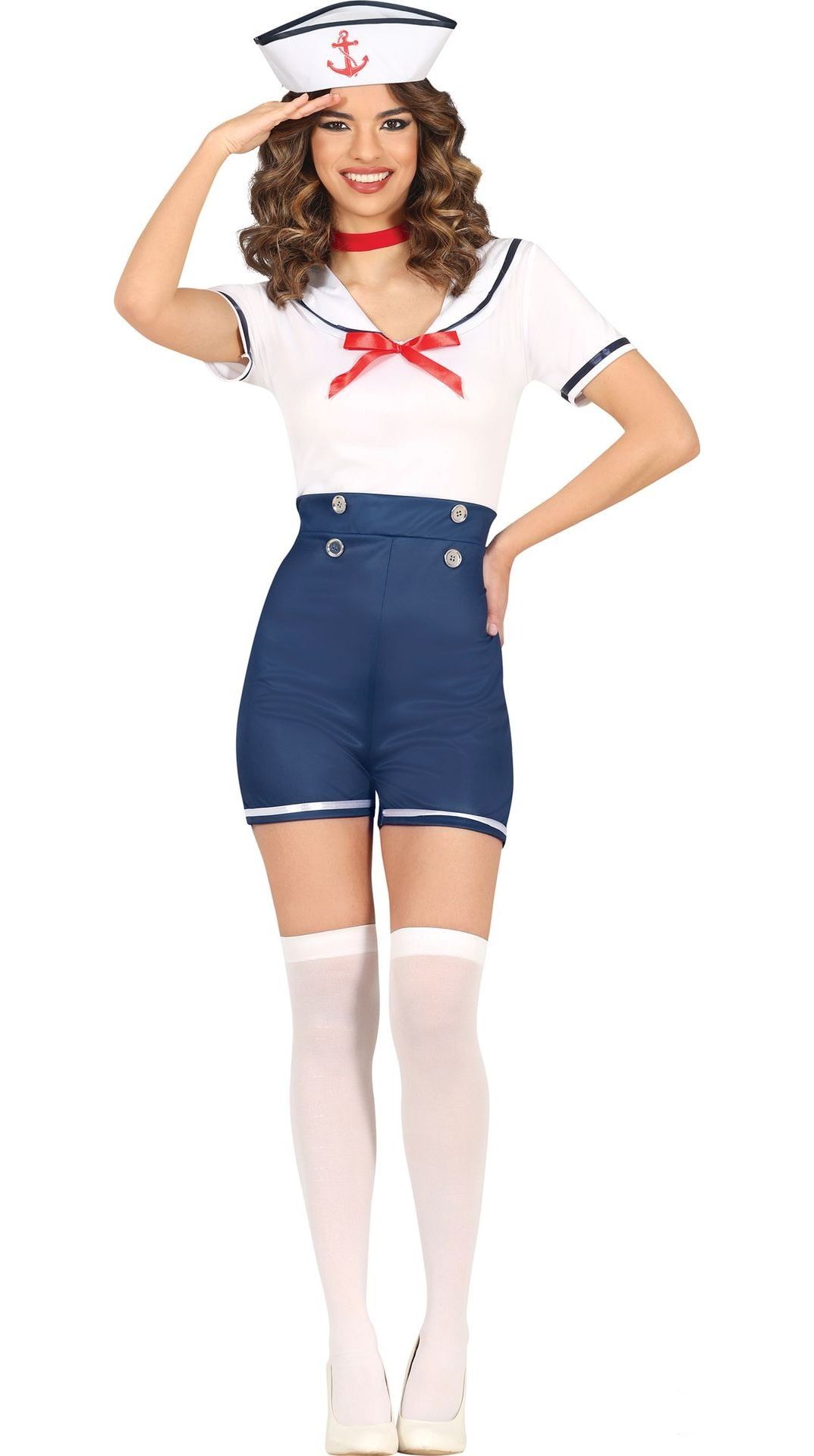 Vintage Matrozenkostuum Vrouw Blauw/Wit