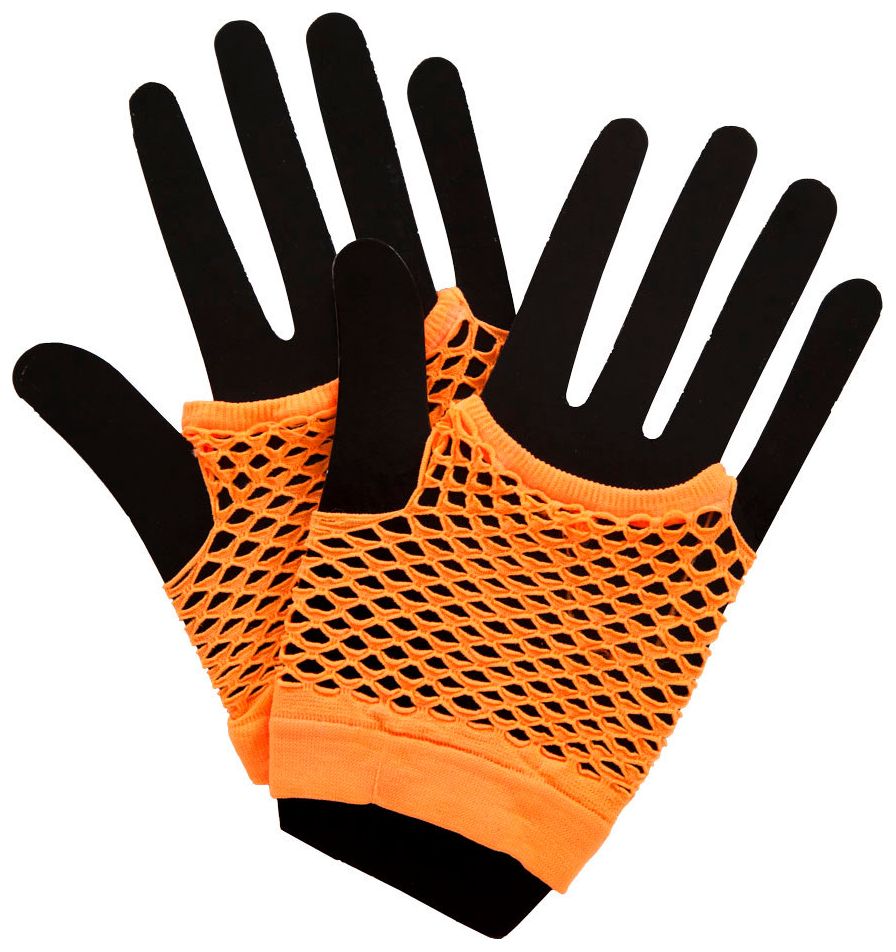 Visnet handschoenen oranje
