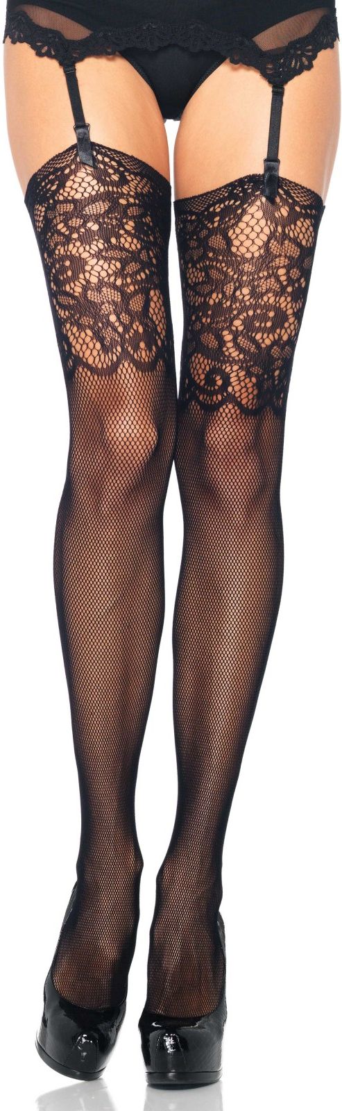 Visnet Kousen met Luxe Kanten Band