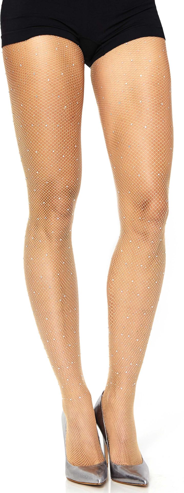 Visnet Panty met Zilver Strass Steentjes