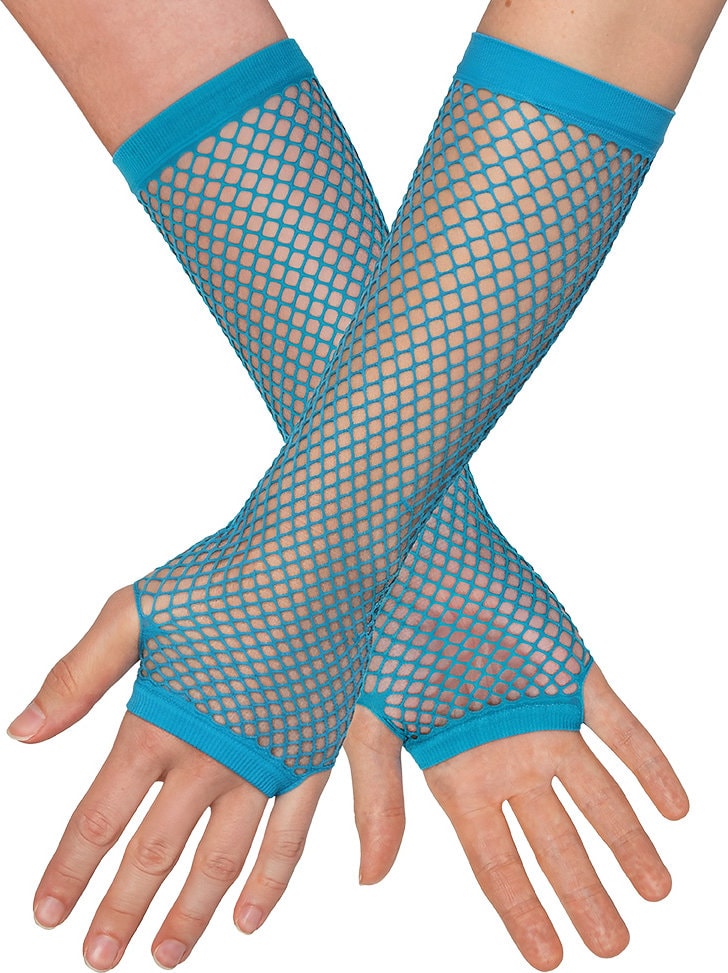 Visnet Vingerloze Handschoenen Neonblauw