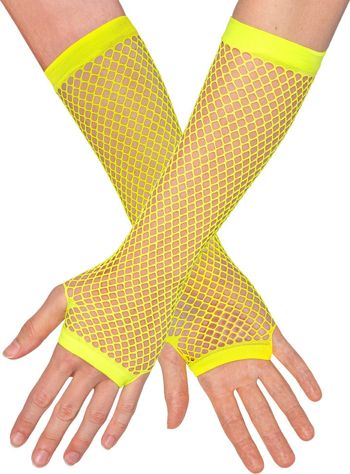 Visnet Vingerloze Handschoenen Neongeel