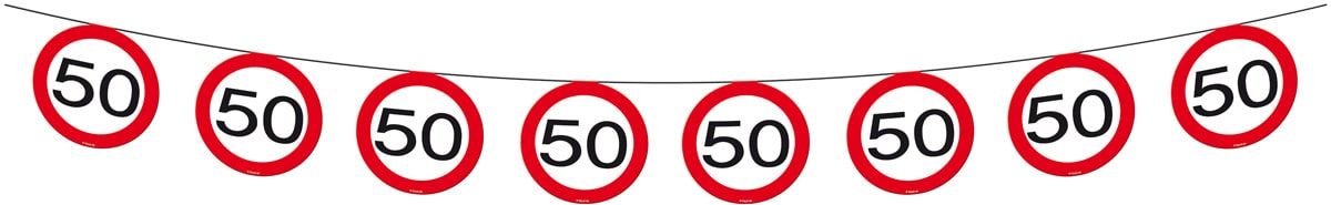 Vlaggenlijn 50 jaar verkeersbord 12 meter