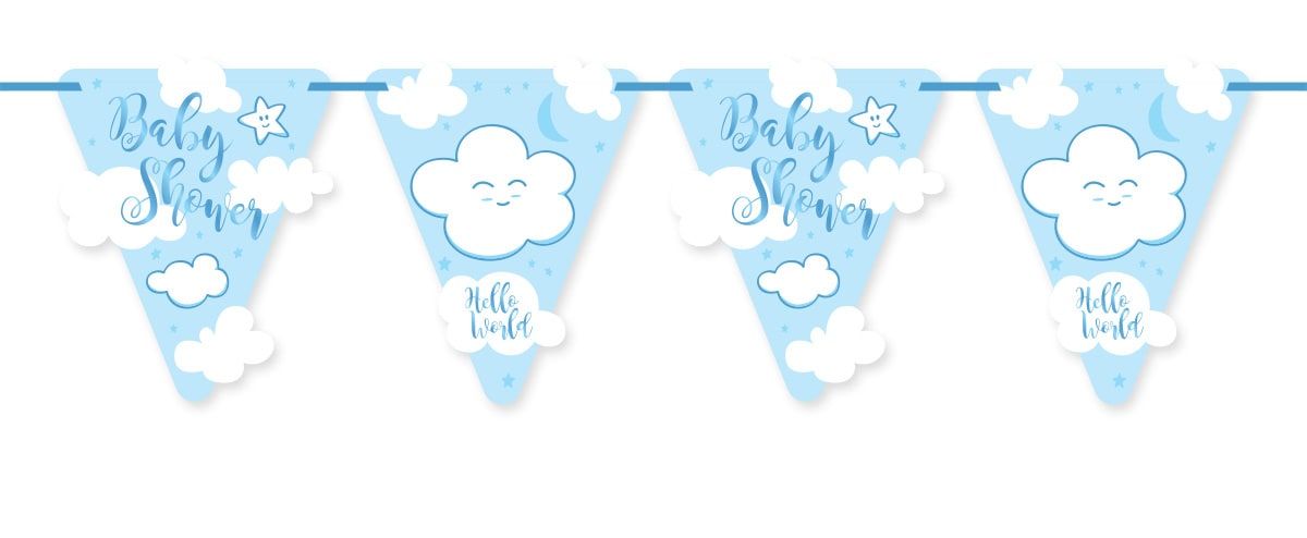Vlaggenlijn Babyshower Blauw Jongen 6 Meter