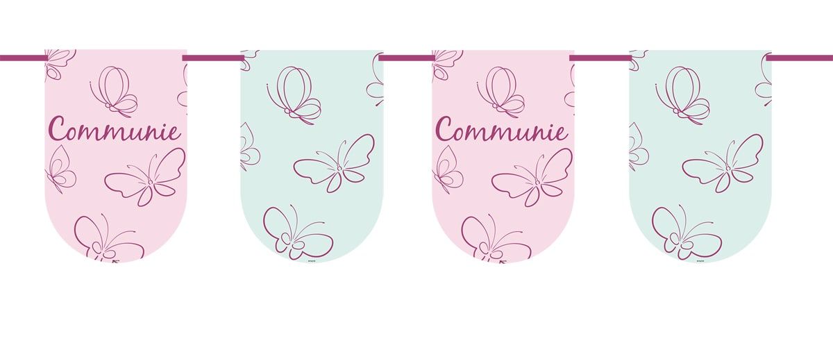 Vlaggenlijn Communie Meisje Roze 6 Meter