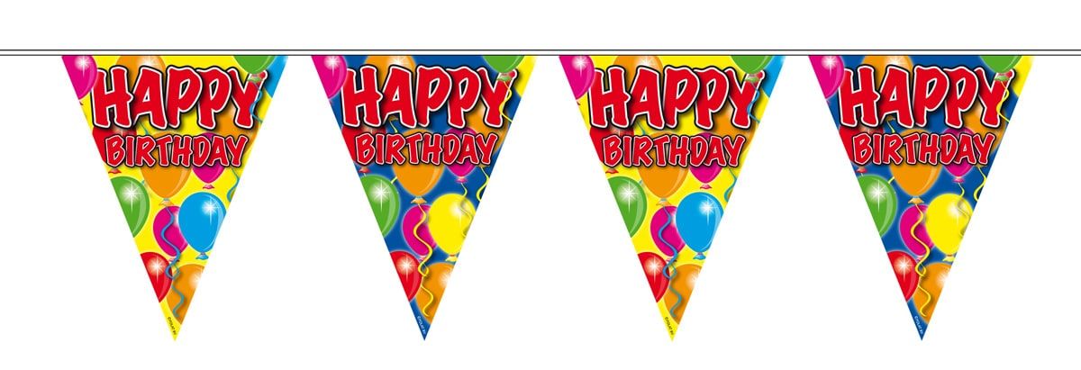 Vlaggenlijn happy birthday balloons 10 meter