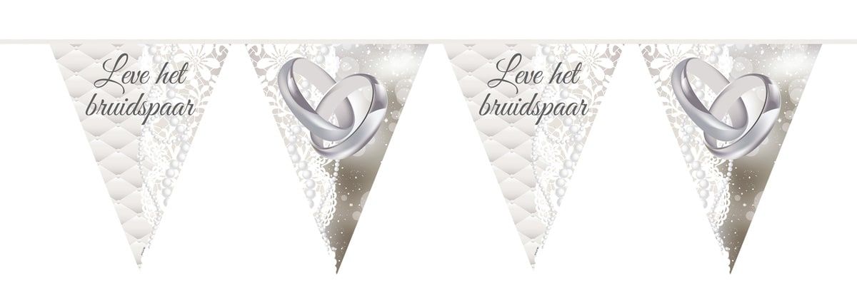 Vlaggenlijn Leve Het Bruidspaar Trouwringen 10 Meter