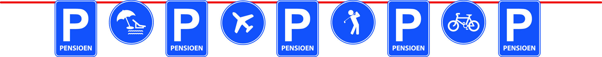 Vlaggenlijn pensioen parkeerbord 10 meter