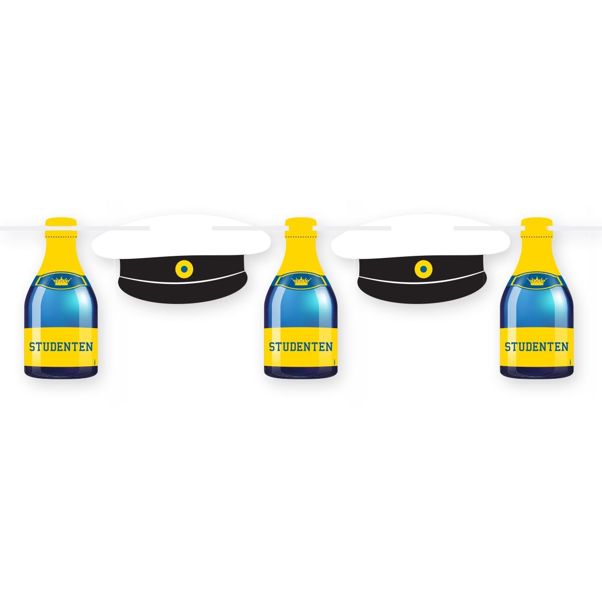 Vlaggenlijn Studentenfeest Champagnefles en Hoed 6 Meter