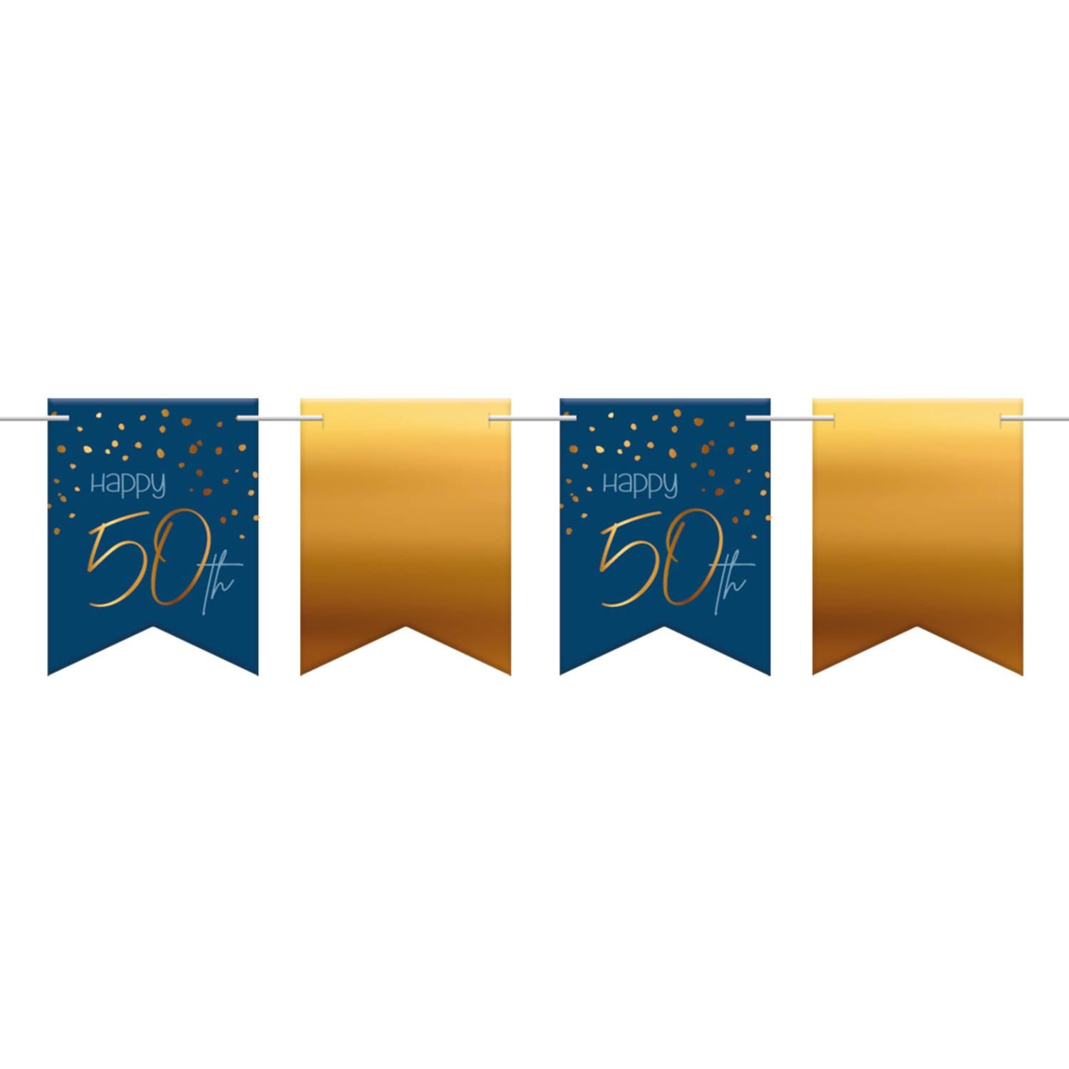 Vlaggenlijn verjaardag elegant blauw 50 jaar 6 meter