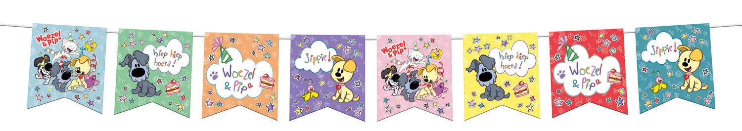 Vlaggenlijn Woezel & Pip Kinderfeestje 4 Meter