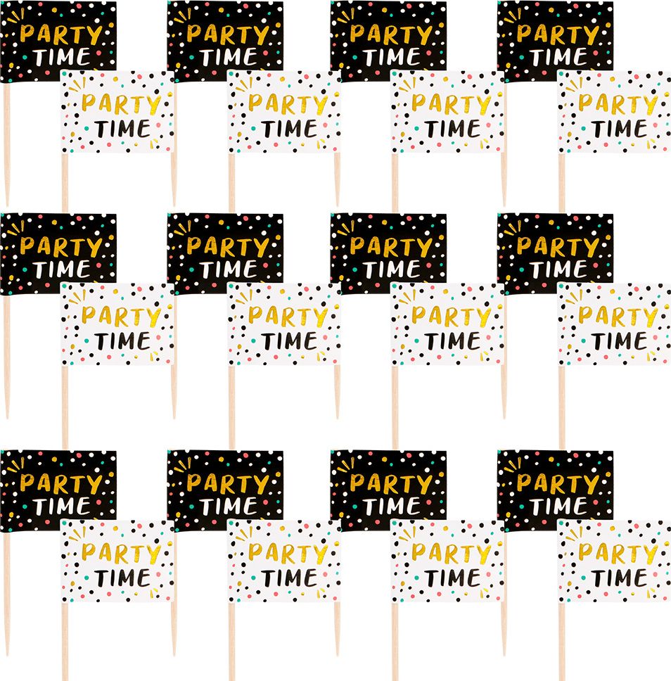 Vlaggenprikkers 'Party Time' Verjaardag set Van 24