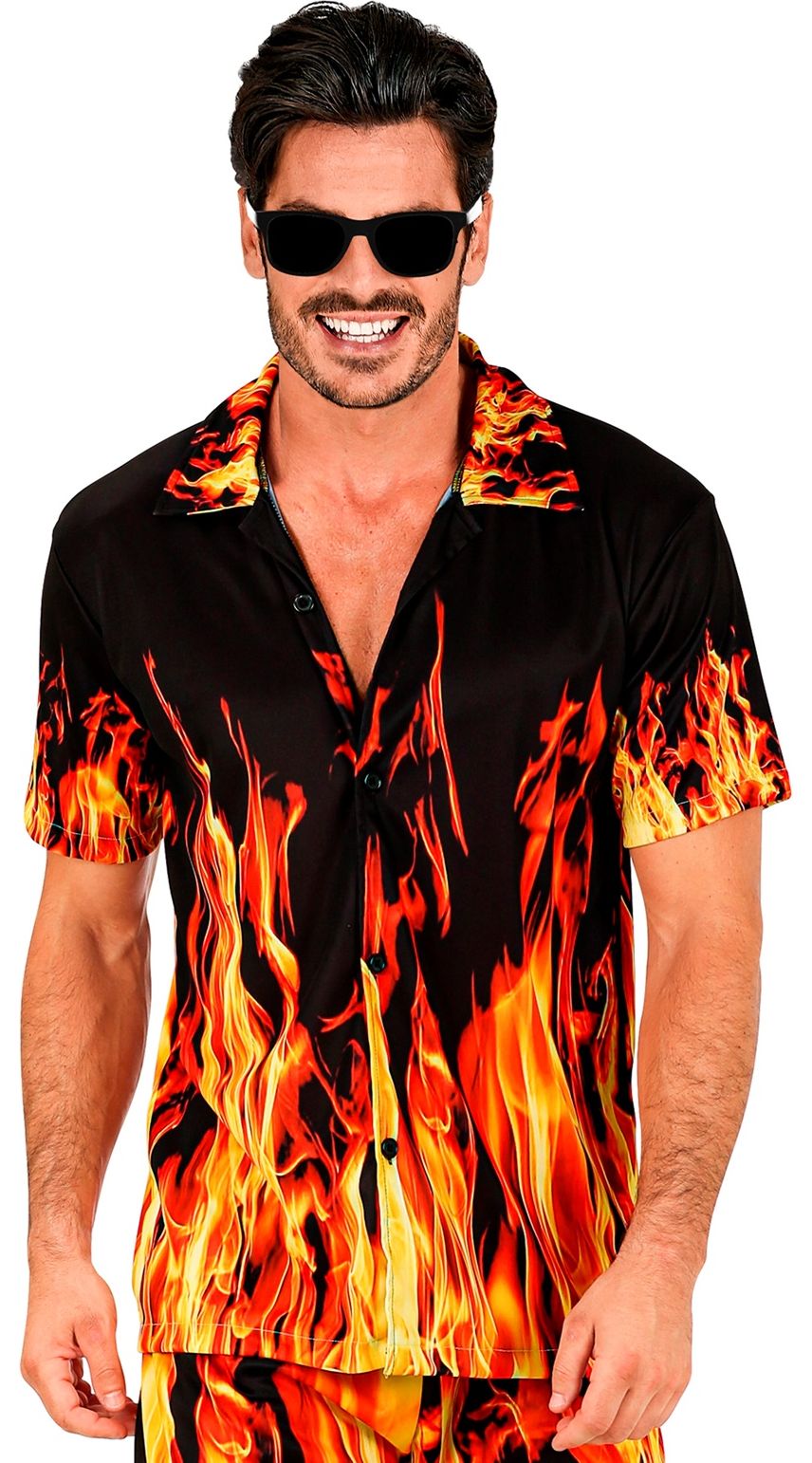 Vlammende Party Shirt Heren