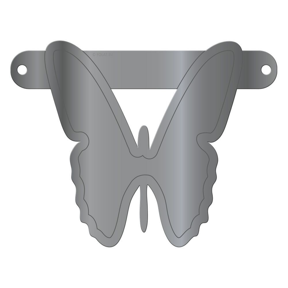 Vlinder banner metallic zilver