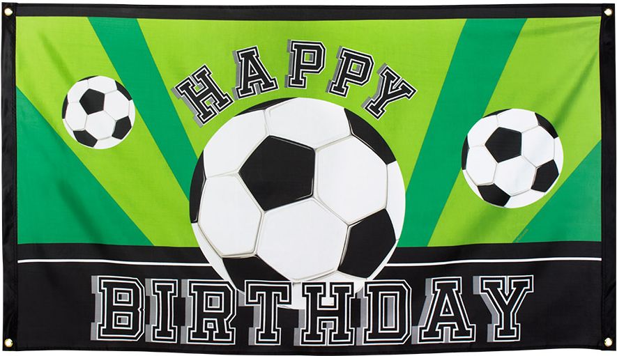 Voetbal thema party happy birthday vlag