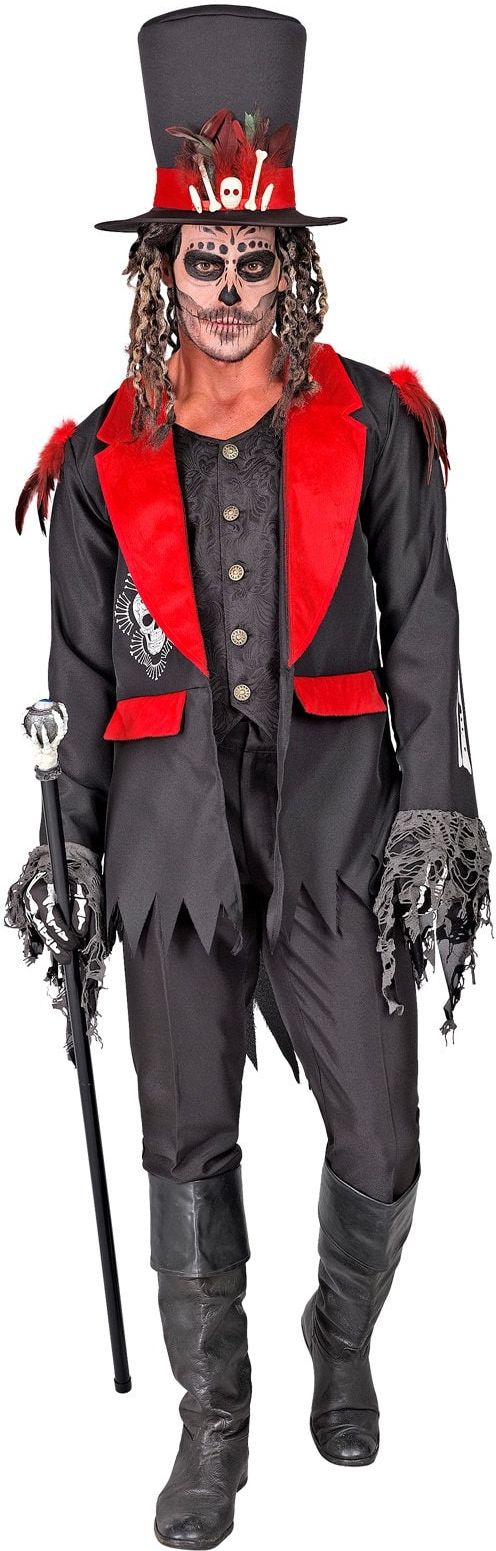 Voodoo Jas Dia de los Muertos Zwart Heren met Hoed