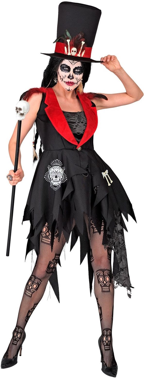 Voodoo Jas met Hoed Dia de los Muertos Zwart Dames