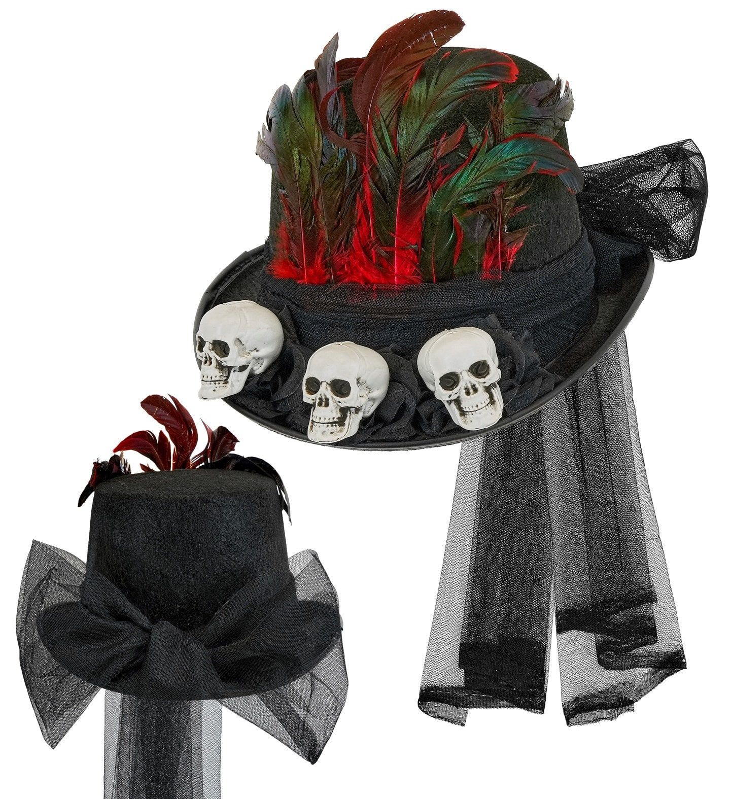 Voodoo Skull Top Hat Zwart Dames Heren