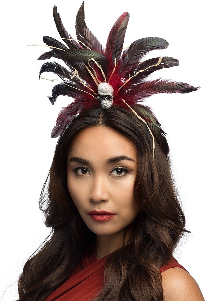 Voodoo Tiara met Veren en Skelet