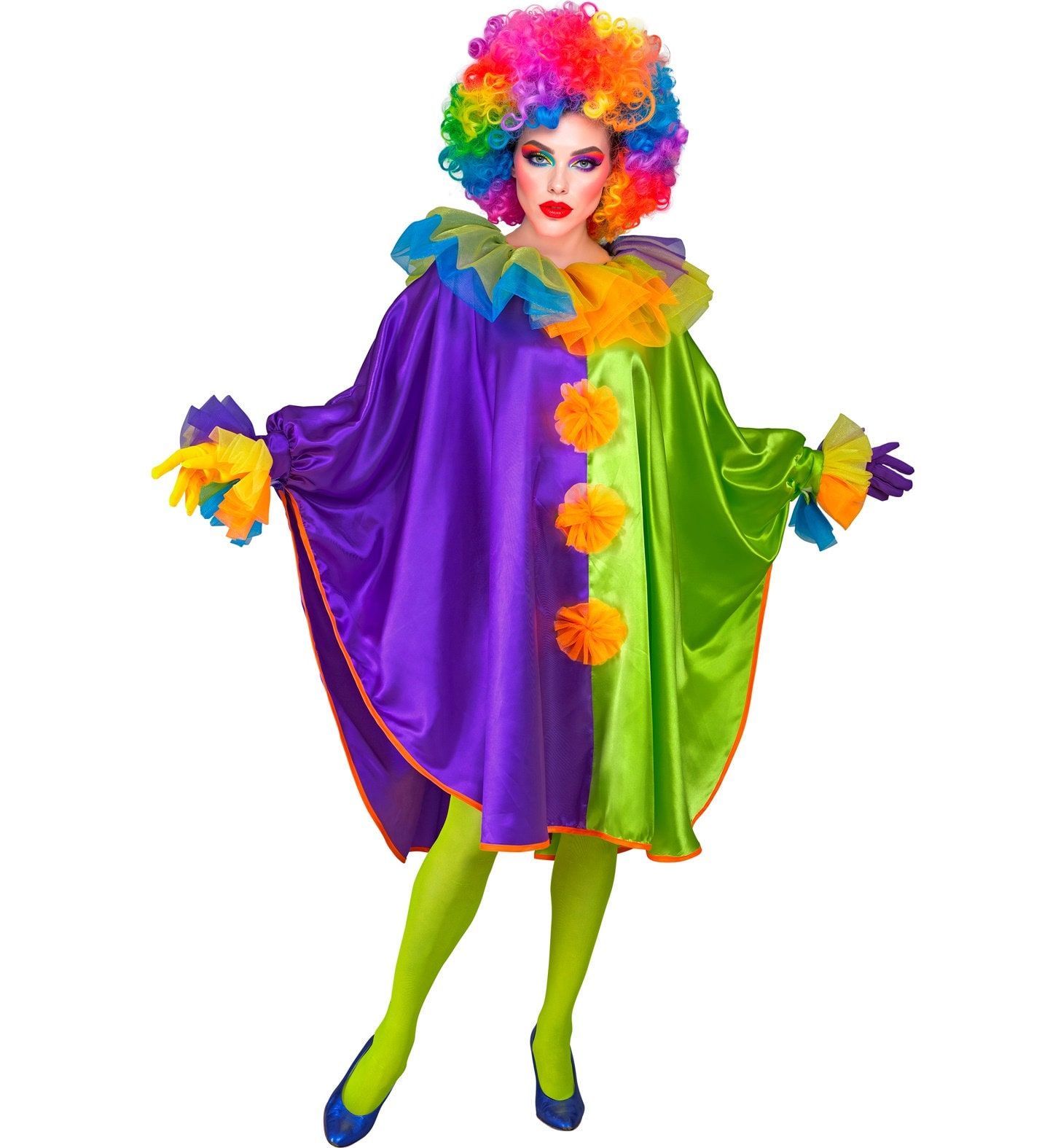 Vrolijke Clown Poncho Dames Paars Groen