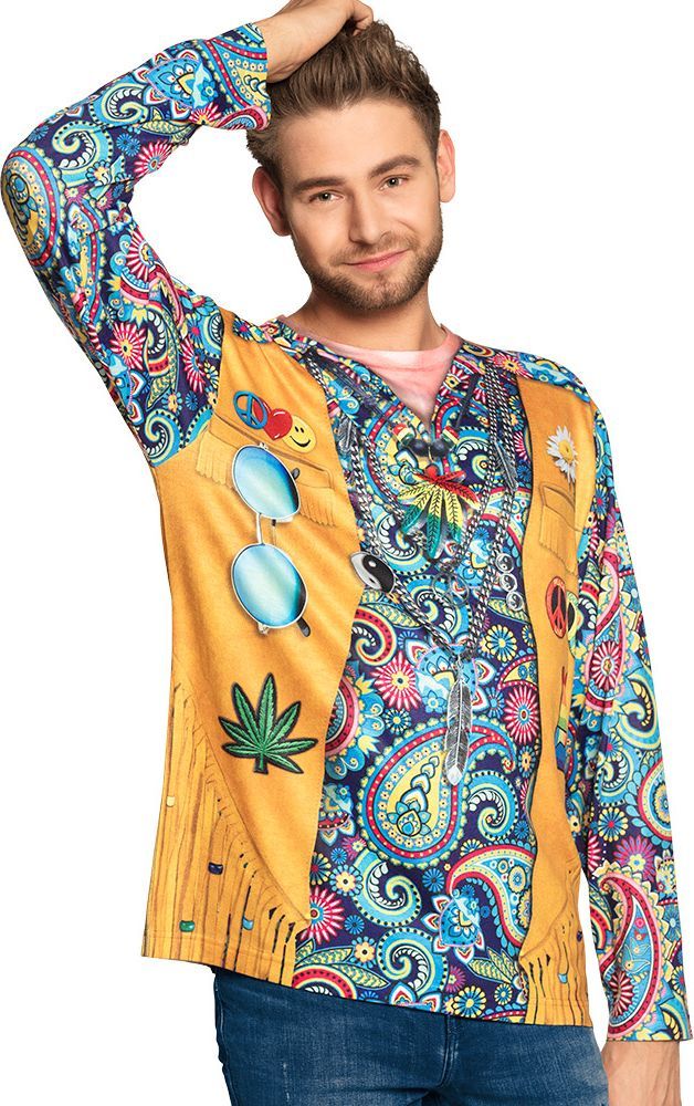 Vrolijke hippie hunk shirt heren