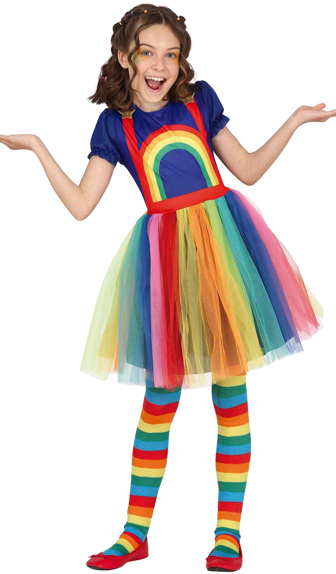 Vrolijke regenboog jurk meisje
