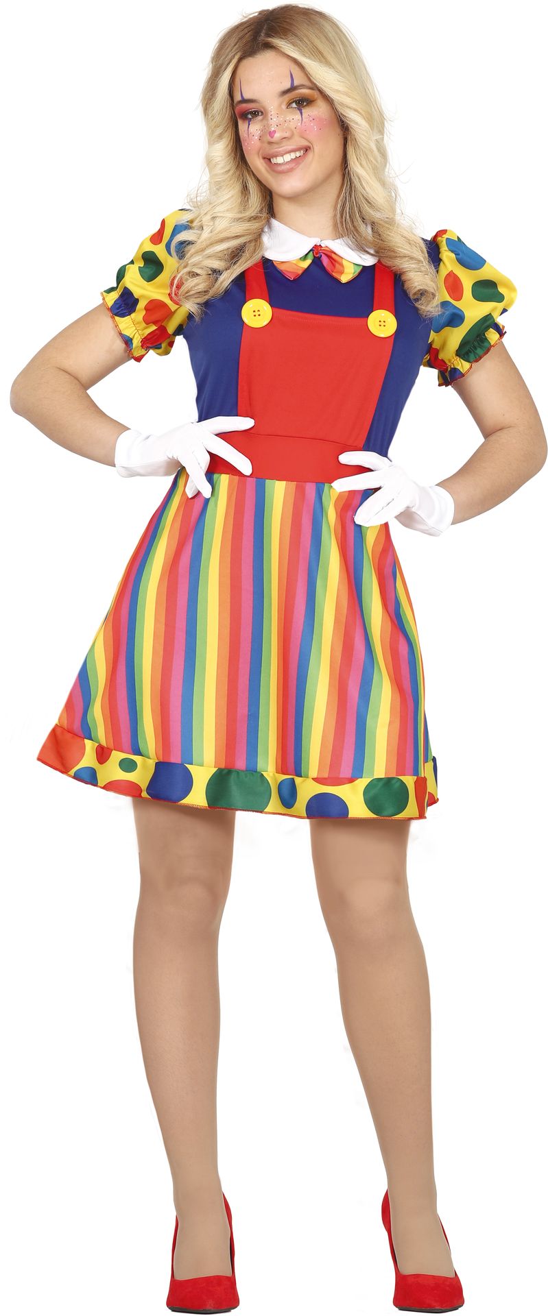 Vrolijke stippen clown jurkje vrouw