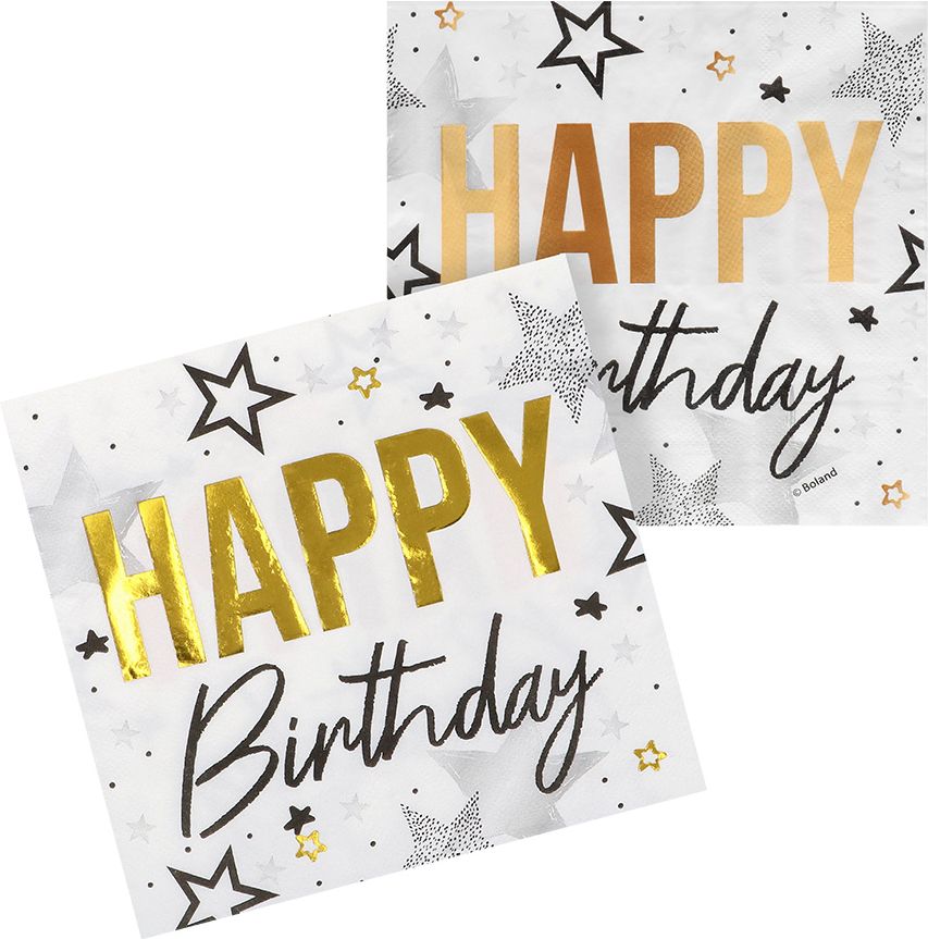 Vrolijke Verjaardag Servetten set 20 Stuks Goud