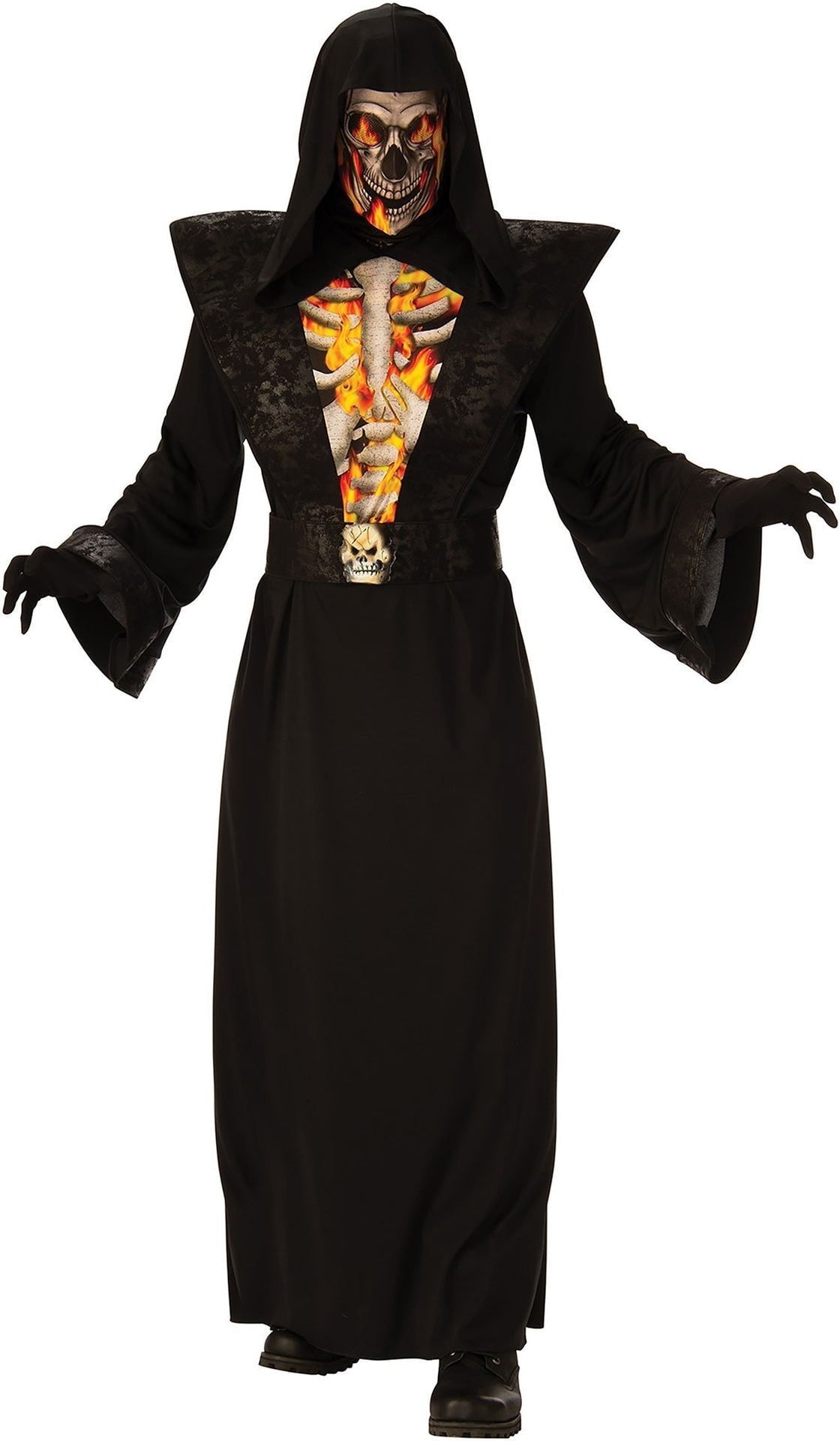 Vurige Skelet Reaper Halloween Kostuum Volwassenen