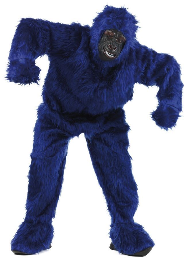 Warm blauw gorilla kostuum