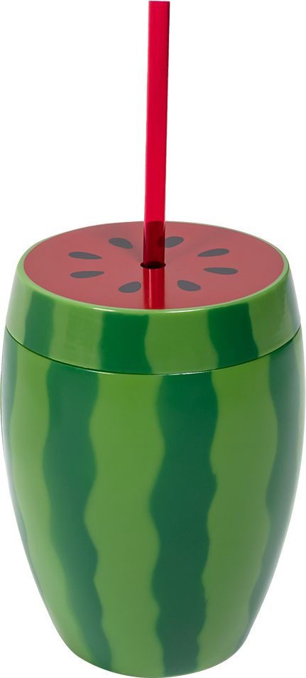 Watermeloen drinkbeker met rietje