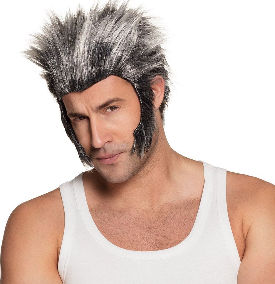 Weerwolf Wolverine Pruik Grijs