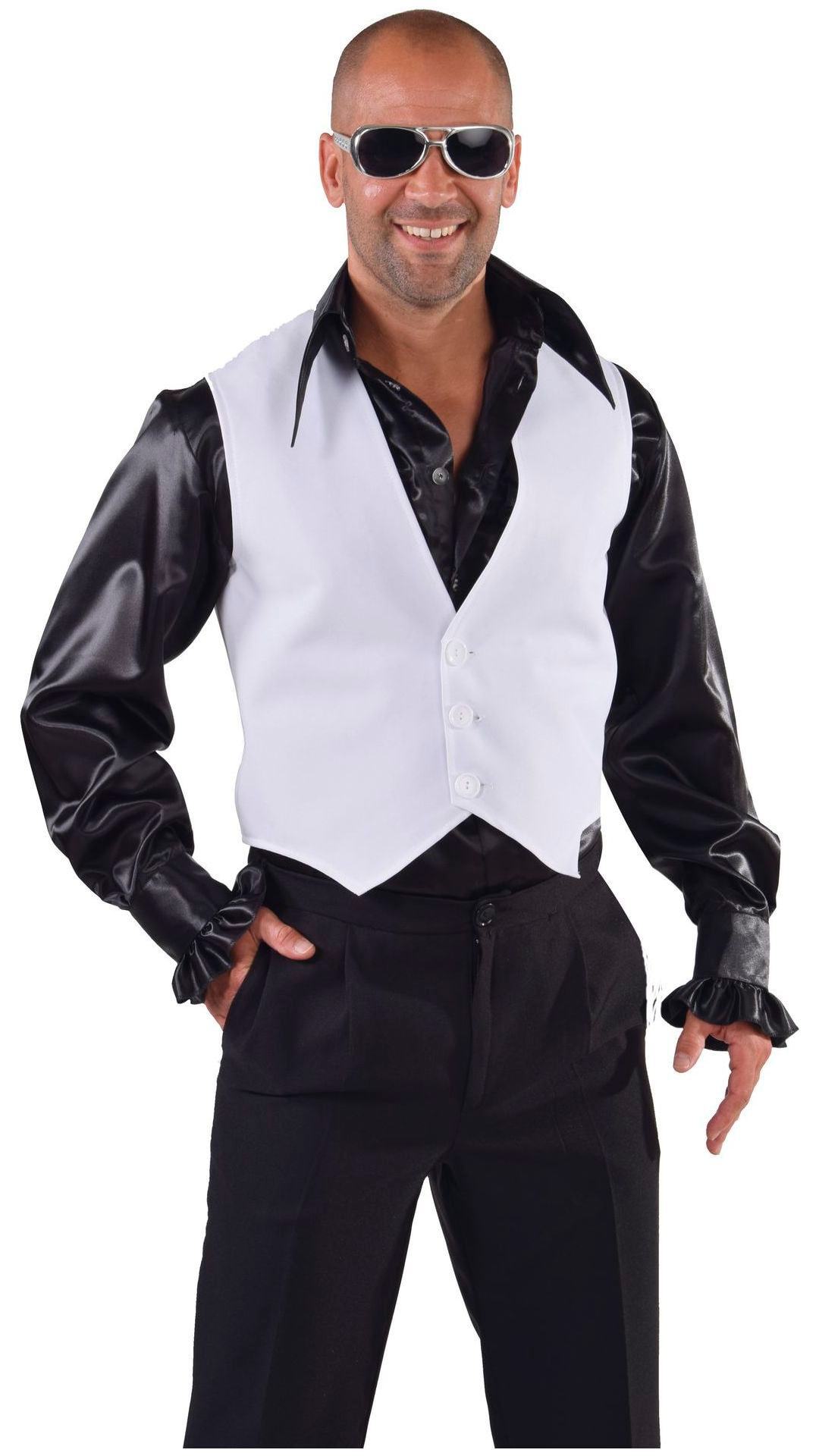 Wit 70's Gilet Mannen