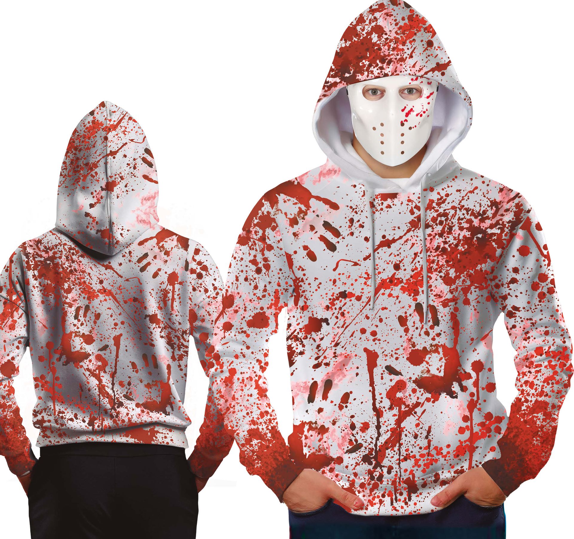 Wit Bebloed Halloween Hoodie met Masker