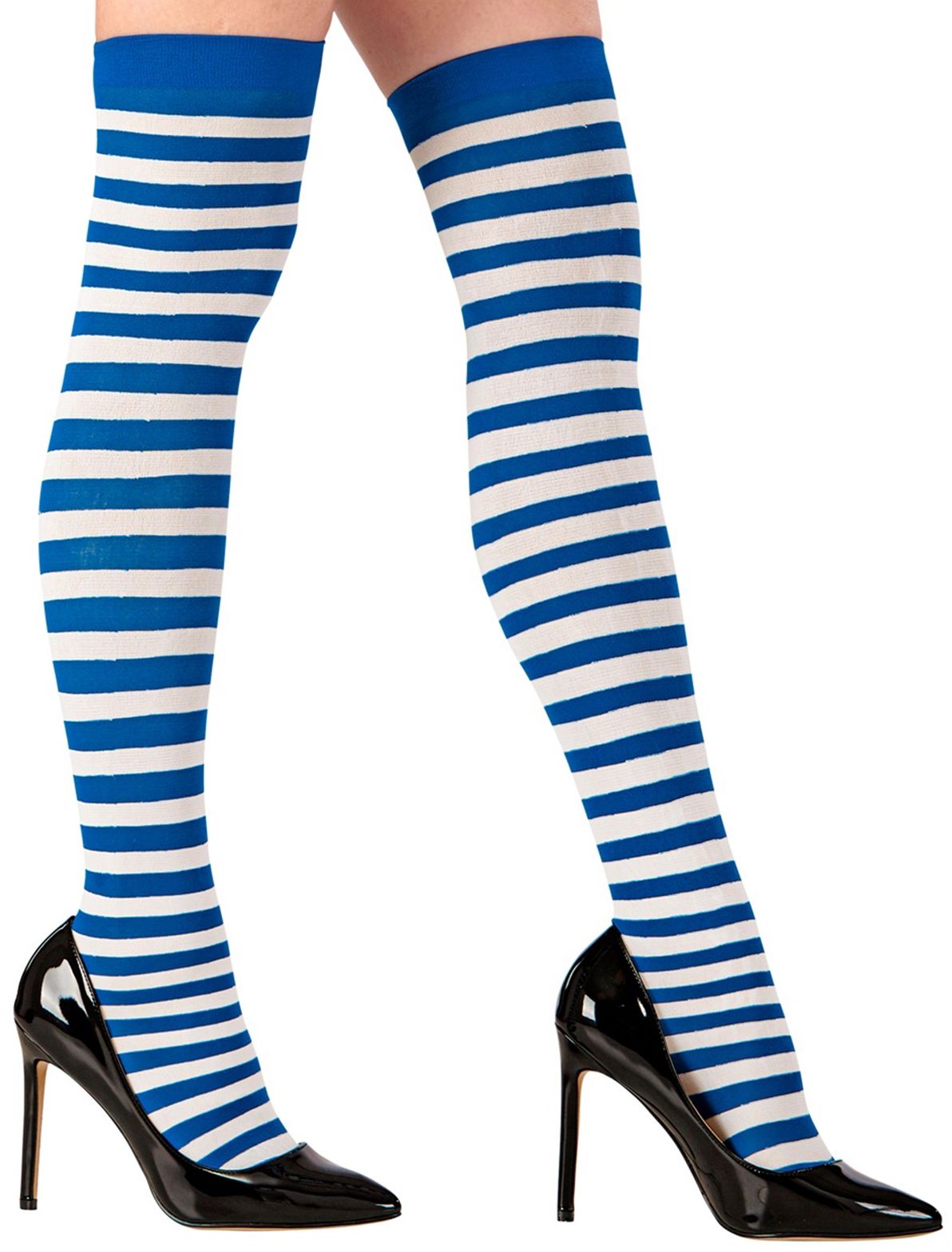 Wit Blauw Gestreepte Kniekousen