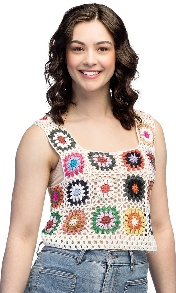 Wit Bloemen Crochet Dames Top Festival