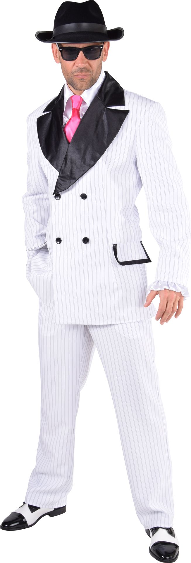 Wit Gestreept Gangster Outfit Mannen