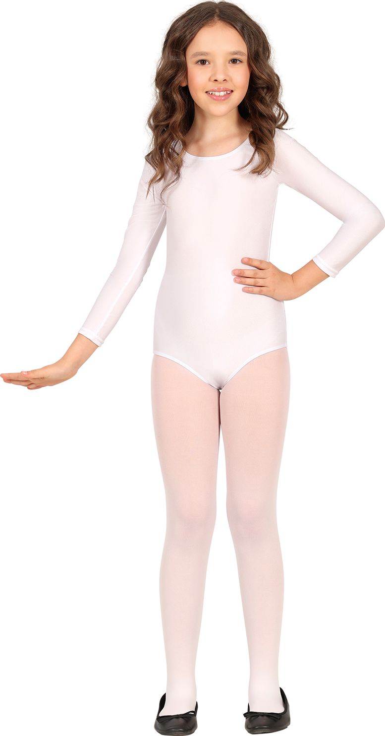 Wit Lange Mouwen Leotard Kind