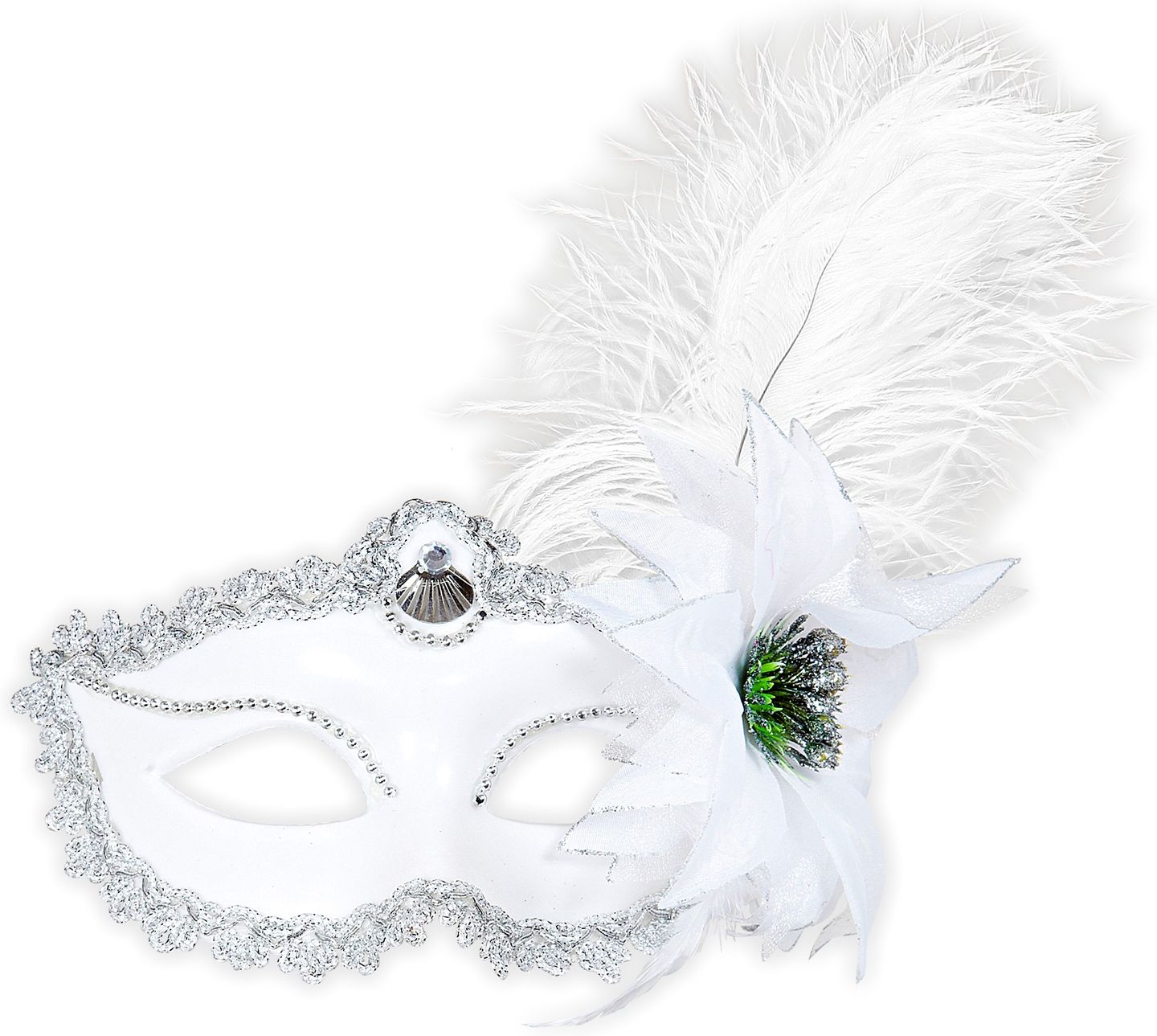 Wit Oogmasker met Veer en Roos