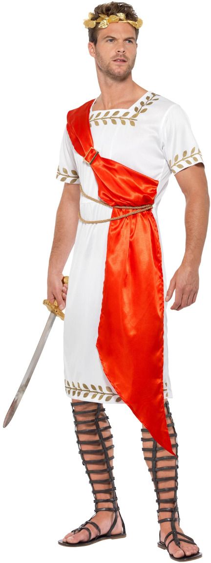 Wit Rode Romeinse Senator Kostuum