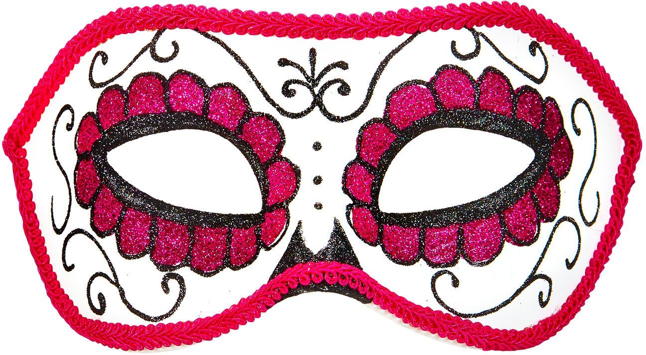 Wit Roze Dia De Los Muertos Oogmasker