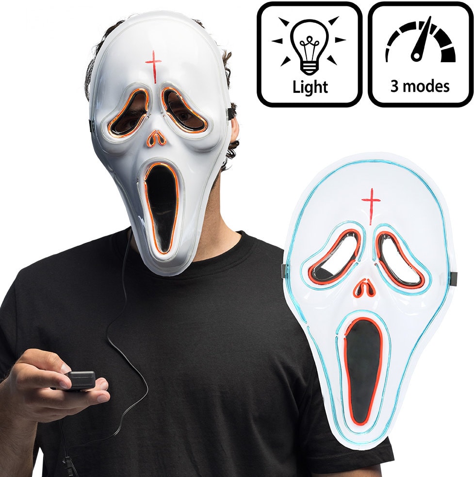 Wit Scream Spookmasker Halloween met LED Verlichting