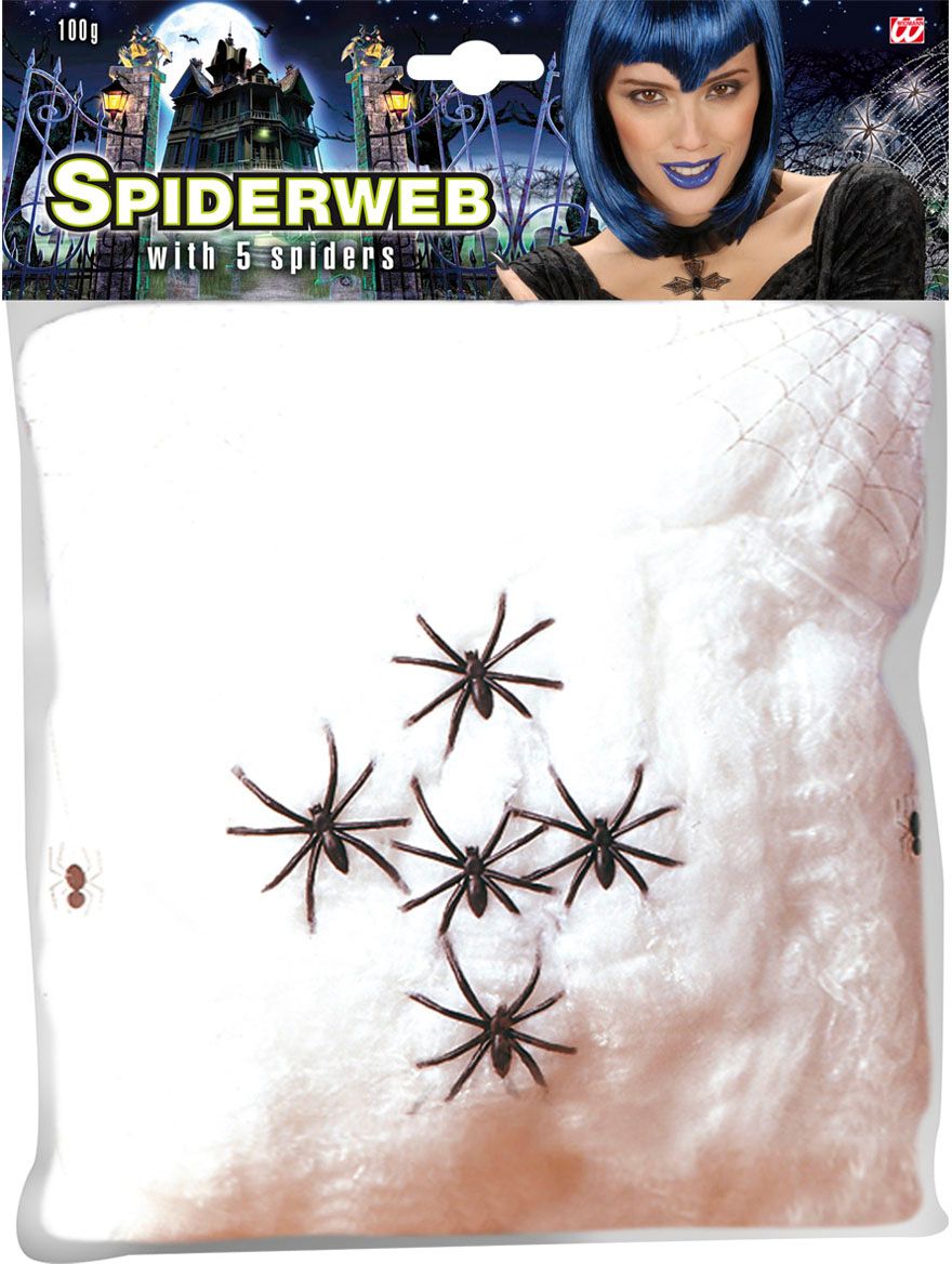 Wit spinnenweb met 5 spinnen