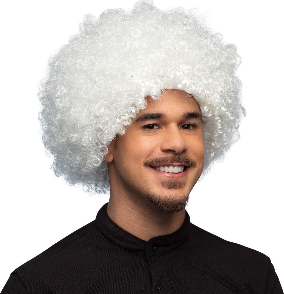 Witte 70's Disco Afro Pruik