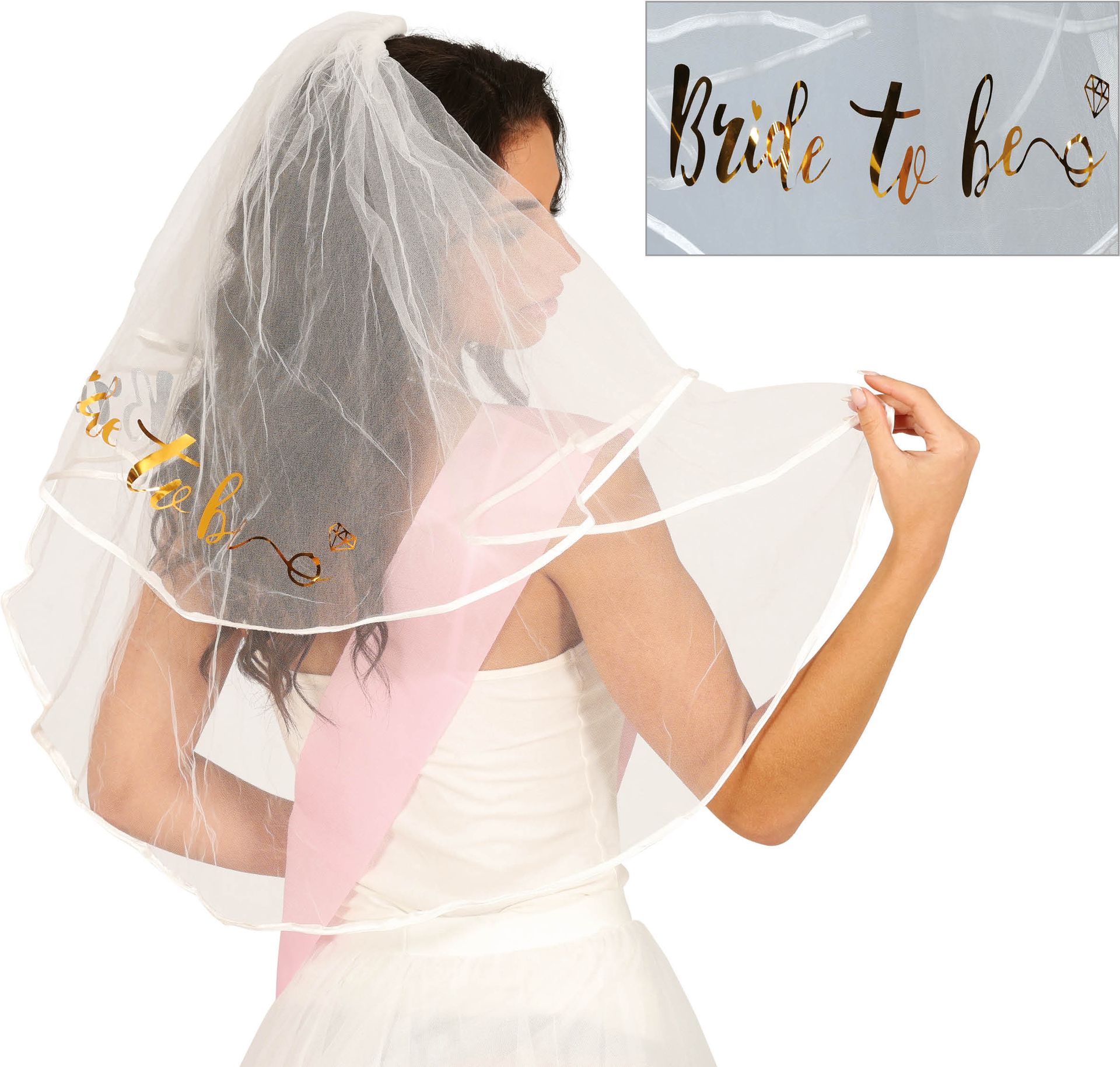 Witte Bruidsluier Bride To Be 70cm