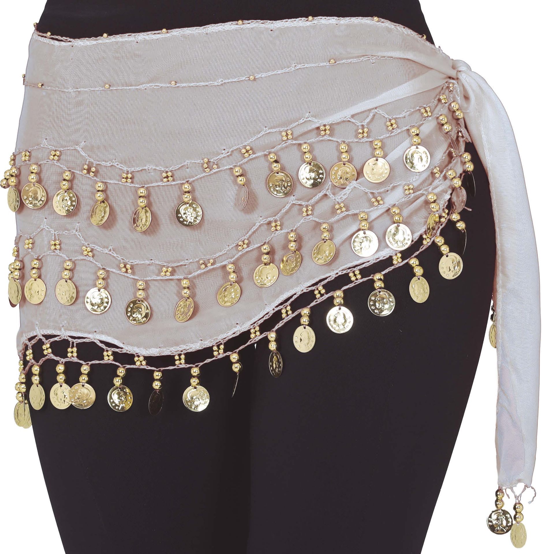 Witte Buikdanseressen Rok met Munten Dames