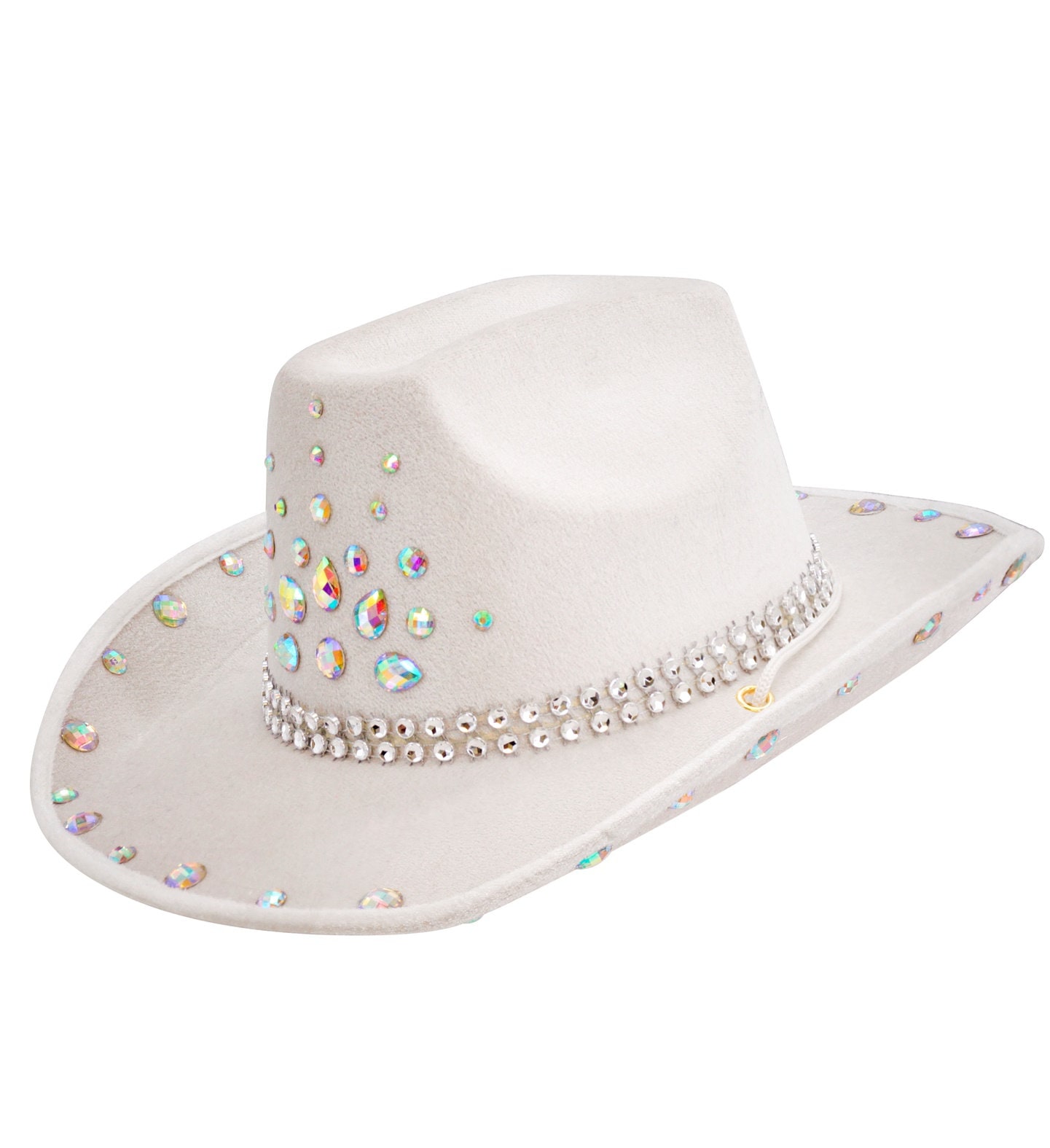 Witte Cowboyhoed met Diamantjes