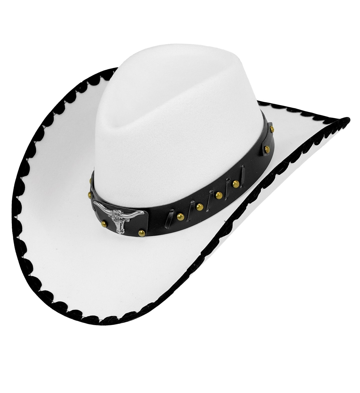 Witte Cowboyhoed met Zilveren Stier