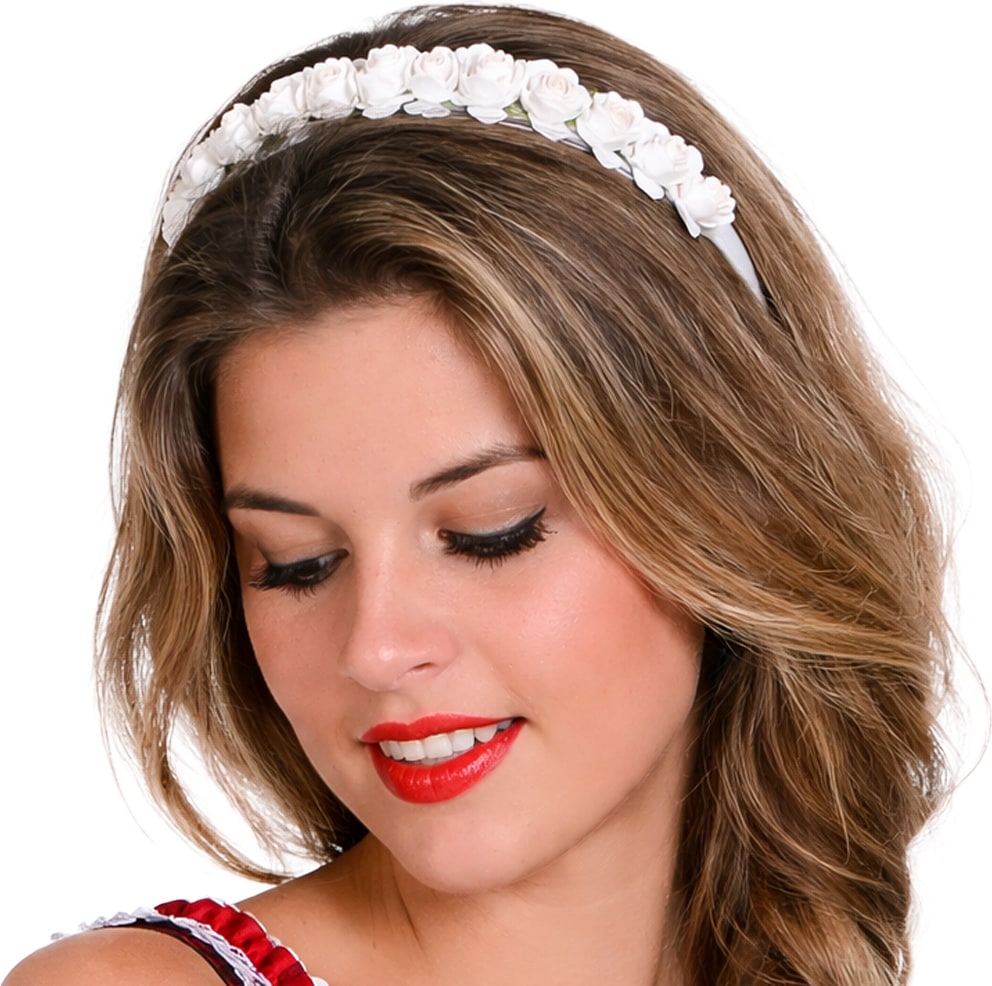 Witte Dirndl Haarband met Roosjes Oktoberfest